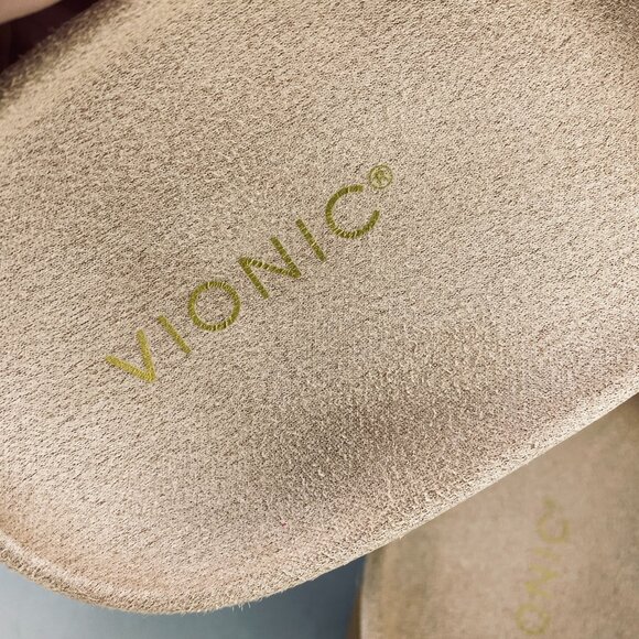 Vionic Elara Slide Sandals Womens 10 Beige Leather Strap Perfect Fit - Picture 5 of 8